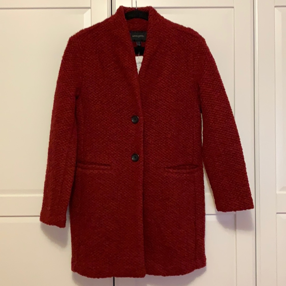 NEW🌟 Banana Republic Red Knit Collarless Coat Jacket
